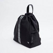 Load image into Gallery viewer, Side view of the ACE Bagpack color Black made with ECONYL® regenerated nylon
