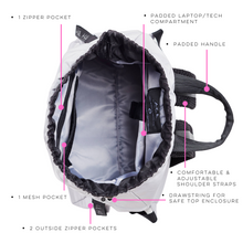Load image into Gallery viewer, Inside view of the ACE Bagpack color Light Grey made with ECONYL® regenerated nylon
