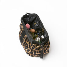 Load image into Gallery viewer, Side view of the ACE Cosmetic Bag color Leopard made with ECONYL® regenerated nylon full
