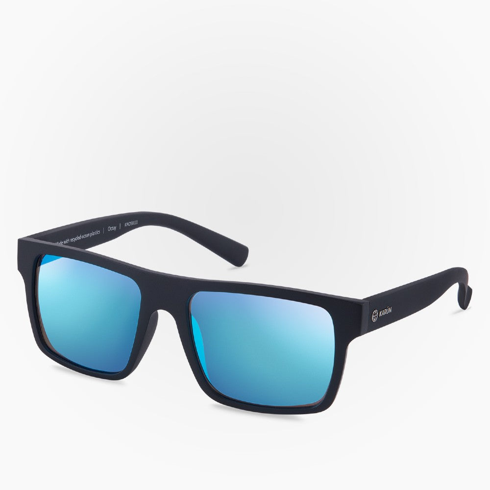 Side view of the Sunglasses Octay Karun color Black and Blue made with ECONYL® regenerated nylon