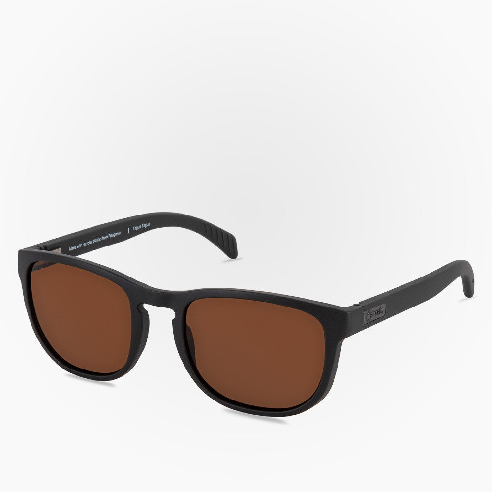 Side view of the Sunglasses Tagua Tagua Karun color Black and Brown made with ECONYL® regenerated nylon