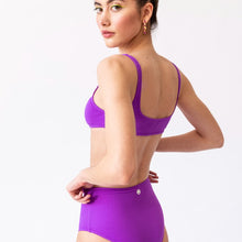 Load image into Gallery viewer, Back view of the Antigua (Rainbow Collection) Bikini Mermazing color Purple made with ECONYL® regenerated nylon
