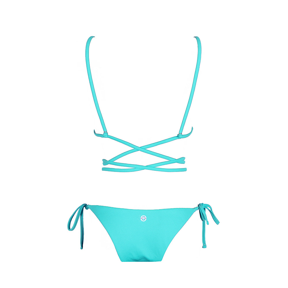 Back view of the Tahiti (Rainbow Collection) Bikini Mermazing color Mint green made with ECONYL® regenerated nylon