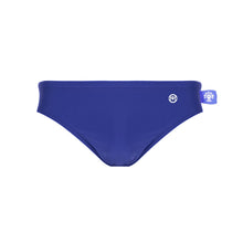 Load image into Gallery viewer, Front view of the Children&#39;s Swim Brief Mermazing color Blue made with ECONYL® regenerated nylon
