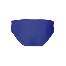 Load image into Gallery viewer, Back view of the Men&#39;s Swim Brief Mermazing color Blue made with ECONYL® regenerated nylon
