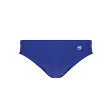 Load image into Gallery viewer, Front view of the Men&#39;s Swim Brief Mermazing color Blue made with ECONYL® regenerated nylon
