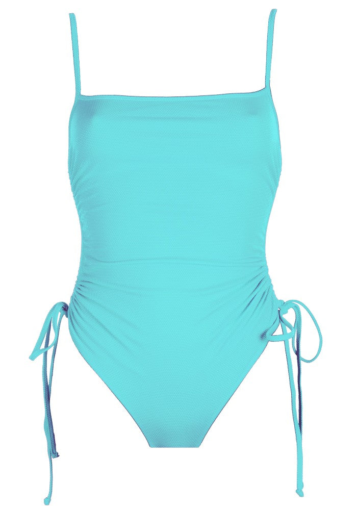 Front view of the Maui (Rainbow Collection) Swimsuit Mermazing color Mint green made with ECONYL® regenerated nylon