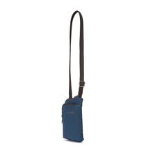 Load image into Gallery viewer, Front side view of the Pacsafe Daysafe Anti-Theft Tech Crossbody color Ocean made with ECONYL® regenerated nylon
