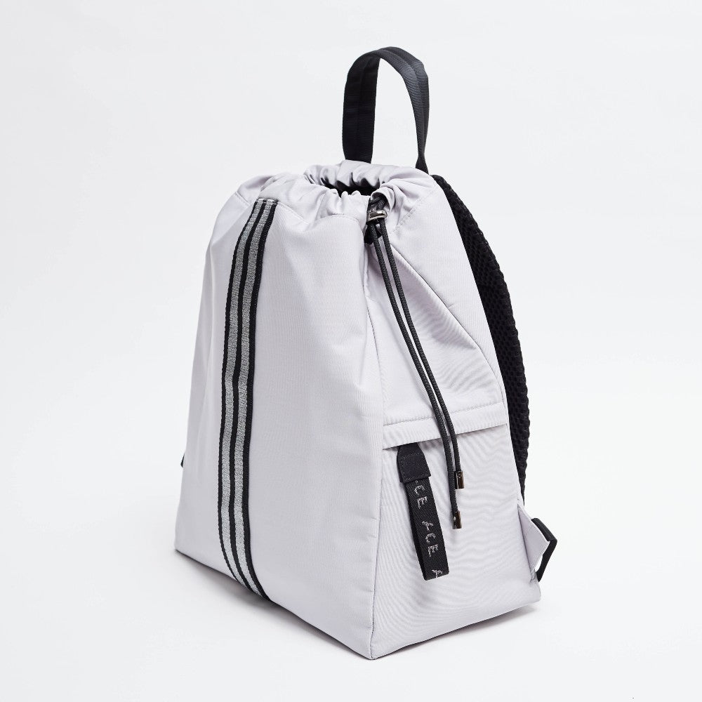 Side view of the ACE Bagpack color Light Grey made with ECONYL® regenerated nylon