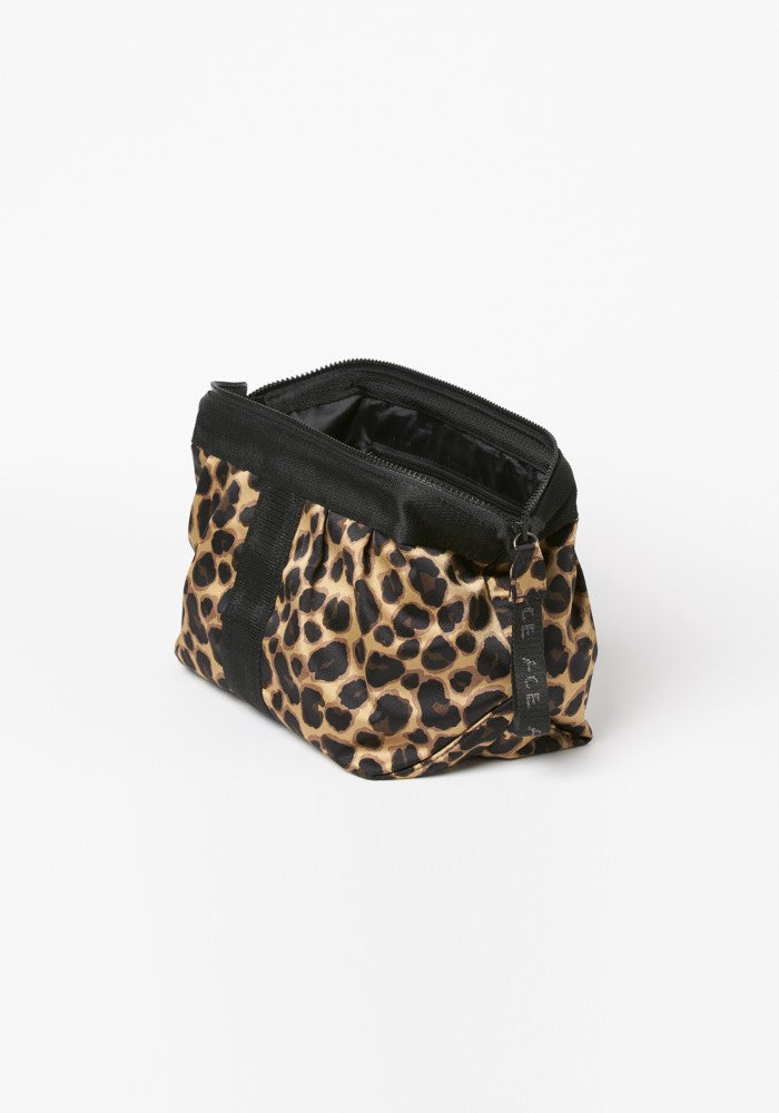 Side view of the ACE Cosmetic Bag color Leopard made with ECONYL® regenerated nylon