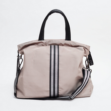Load image into Gallery viewer, Front view of the ACE Tote Bag color Taupe made with ECONYL® regenerated nylon
