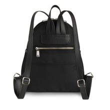 Load image into Gallery viewer, Back view of The Gallery Backpack Petite aoife® color Black made with ECONYL® regenerated nylon
