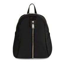 Load image into Gallery viewer, Front view of The Gallery Backpack Petite aoife® color Black made with ECONYL® regenerated nylon
