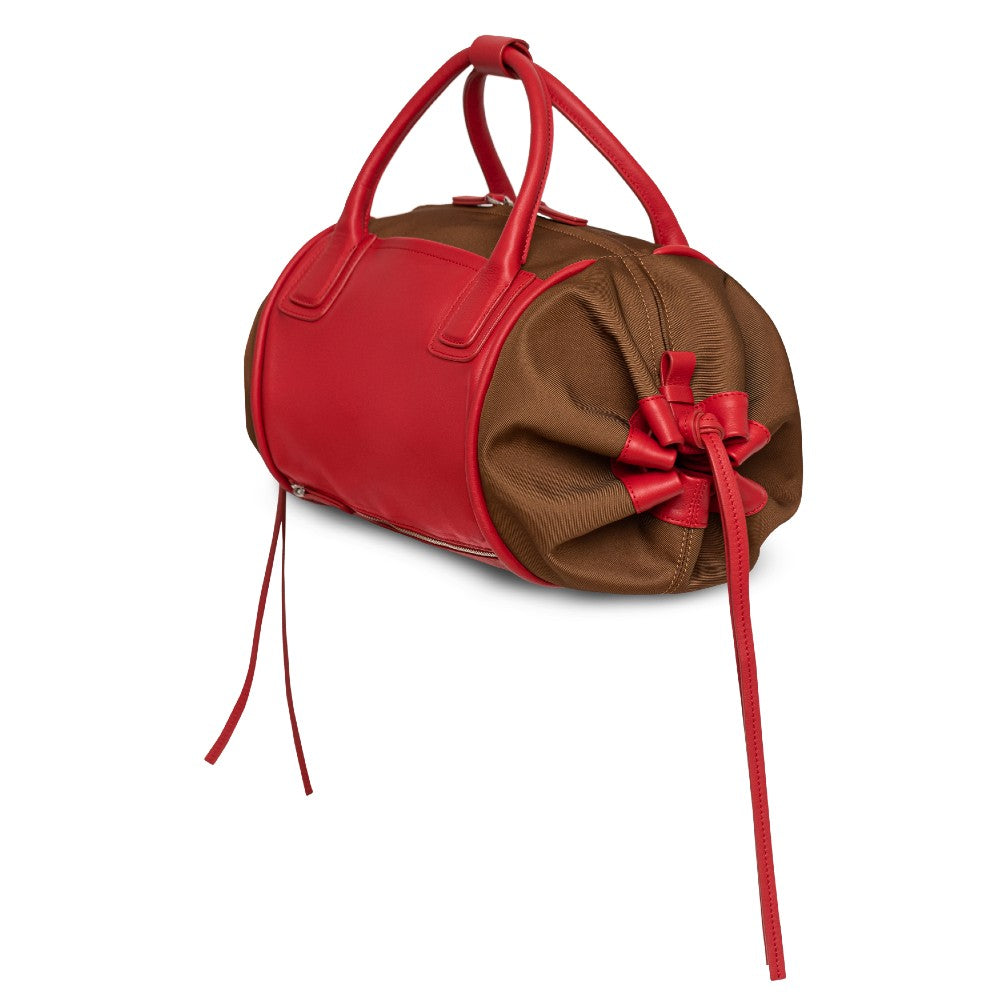 The Gallery Duffel Bag aoife® color Brown and Red made with ECONYL® regenerated nylon