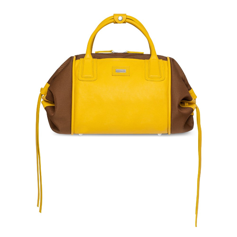 The Gallery Duffel Bag aoife® color Brown and Yellow made with ECONYL® regenerated nylon