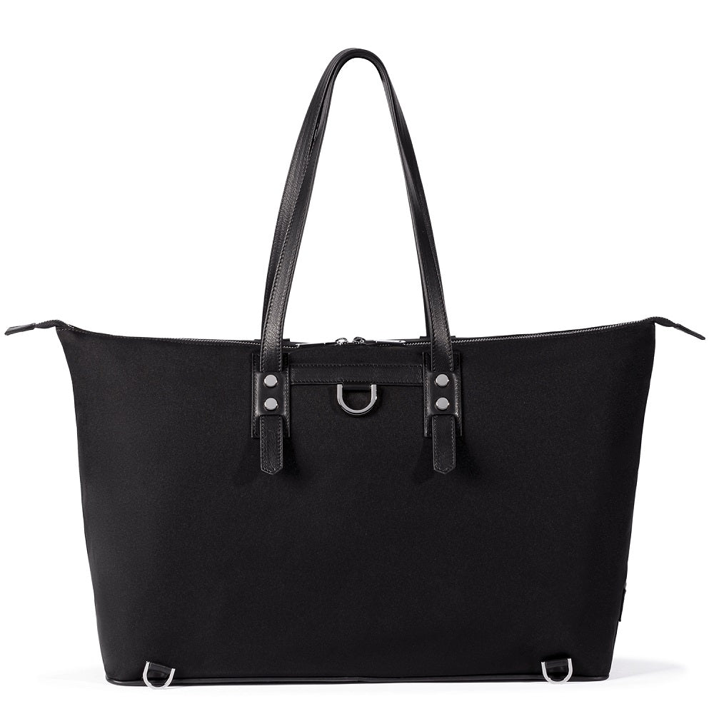 Front view of The Gallery Tote To Backpack aoife® color Black made with ECONYL® regenerated nylon