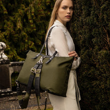 Load image into Gallery viewer, The Gallery Tote To Backpack aoife® color Military green made with ECONYL® regenerated nylon
