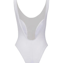 Load image into Gallery viewer, Back view of the Elements White One Piece Swimsuit Botanical Beach Babes color White made with ECONYL® regenerated nylon
