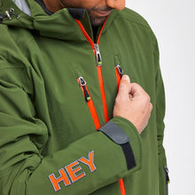 Load image into Gallery viewer, Pocket detail of the Snowbird Jacket Hey Sport color Military Green made with ECONYL® regenerated nylon

