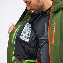 Load image into Gallery viewer, Inside detail of the Snowbird Jacket Hey Sport color Military Green made with ECONYL® regenerated nylon
