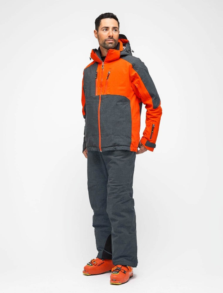 Snowbird Wool Jacket Man Hey Sport color Grey and Orange made with ECONYL® regenerated nylon