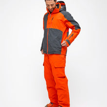 Load image into Gallery viewer, Front view of the Snowbird Wool Jacket Man Hey Sport color Grey and Orange made with ECONYL® regenerated nylon
