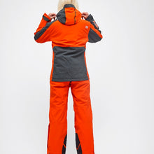 Load image into Gallery viewer, Back view of the Snowbird Wool Jacket Woman Hey Sport color Grey and Orange made with ECONYL® regenerated nylon
