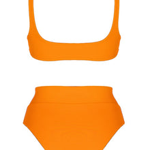 Load image into Gallery viewer, Back view of the Antigua (Rainbow Collection) Bikini Mermazing color Orange made with ECONYL® regenerated nylon

