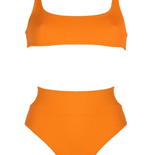 Load image into Gallery viewer, Front view of the Antigua (Rainbow Collection) Bikini Mermazing color Orange made with ECONYL® regenerated nylon
