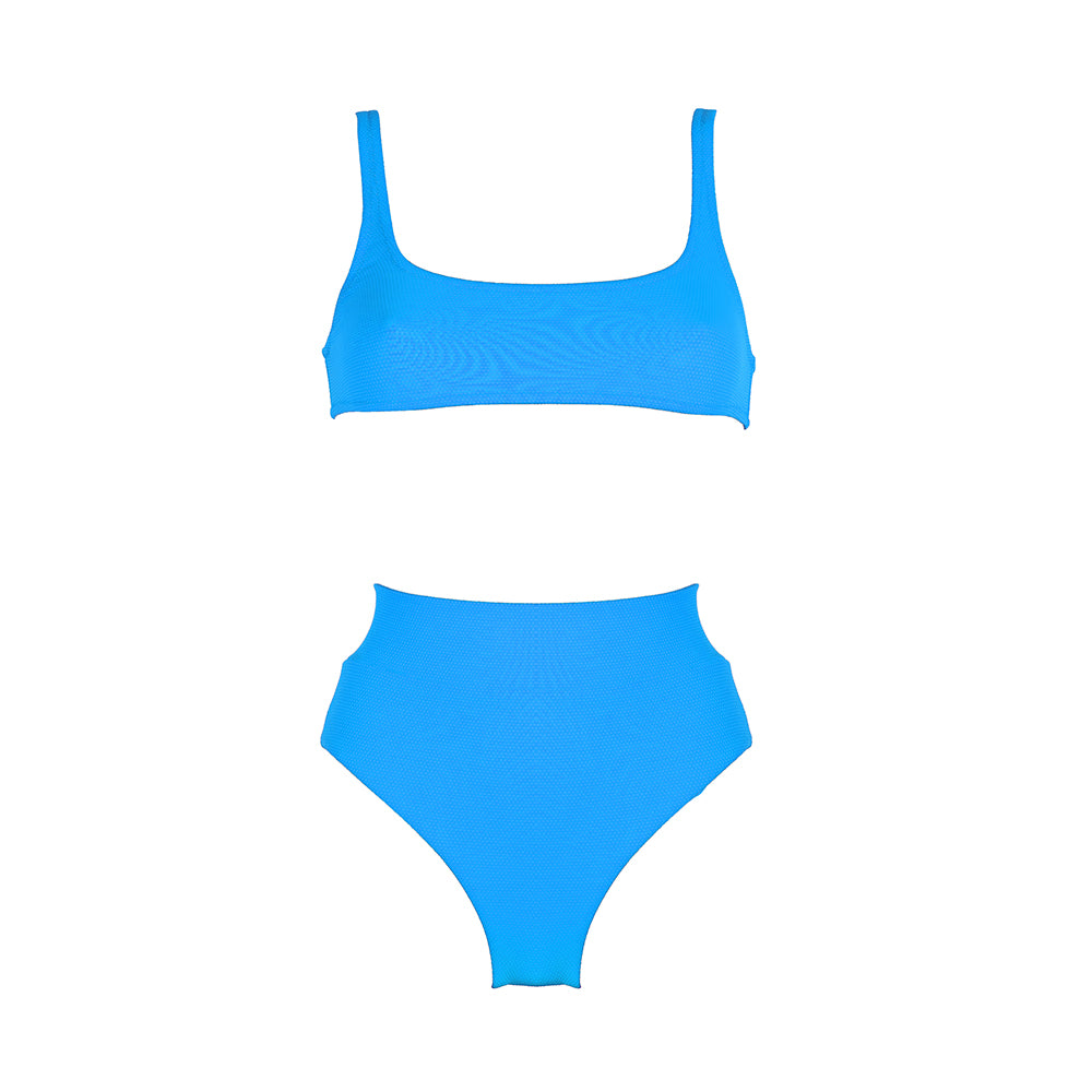 Front view of the Antigua (Rainbow Collection) Bikini Mermazing color Pale blue made with ECONYL® regenerated nylon