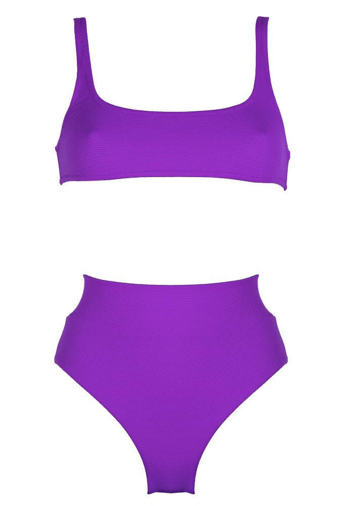 Front view of the Antigua (Rainbow Collection) Bikini Mermazing color Purple made with ECONYL® regenerated nylon