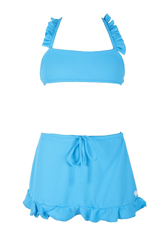 Aurora Skirt (Rainbow Baby Collection) Bikini Mermazing color Pale Blue made with ECONYL® regenerated nylon outfit