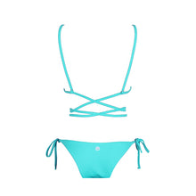 Load image into Gallery viewer, Back view of the Tahiti (Rainbow Collection) Bikini Mermazing color Mint green made with ECONYL® regenerated nylon
