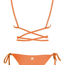 Load image into Gallery viewer, Back view of the Tahiti (Rainbow Collection) Bikini Mermazing color Orange made with ECONYL® regenerated nylon
