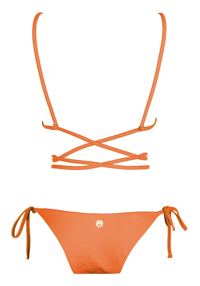 Back view of the Tahiti (Rainbow Collection) Bikini Mermazing color Orange made with ECONYL® regenerated nylon