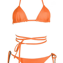 Load image into Gallery viewer, Front view of the Tahiti (Rainbow Collection) Bikini Mermazing color Orange made with ECONYL® regenerated nylon

