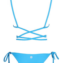 Load image into Gallery viewer, Back view of the Tahiti (Rainbow Collection) Bikini Mermazing color Pale blue made with ECONYL® regenerated nylon
