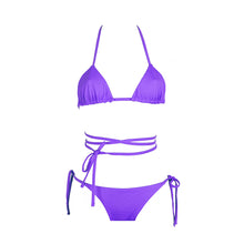 Load image into Gallery viewer, Front view of the Tahiti (Rainbow Collection) Bikini Mermazing color Purple made with ECONYL® regenerated nylon

