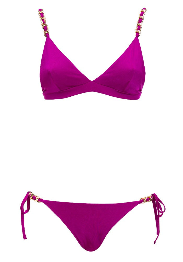 Front view of the Virna Bikini Mermazing color Purple made with ECONYL® regenerated nylon