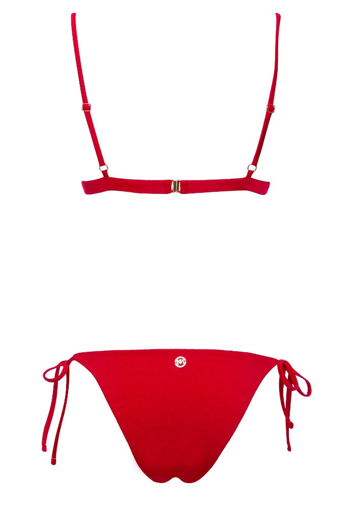 Back view of the Virna Bikini Mermazing color Red made with ECONYL® regenerated nylon