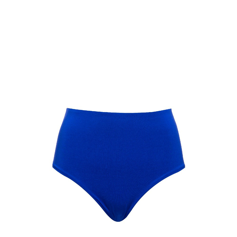 Front view of the Vita Alta Bottom Mermazing color Blue made with ECONYL® regenerated nylon