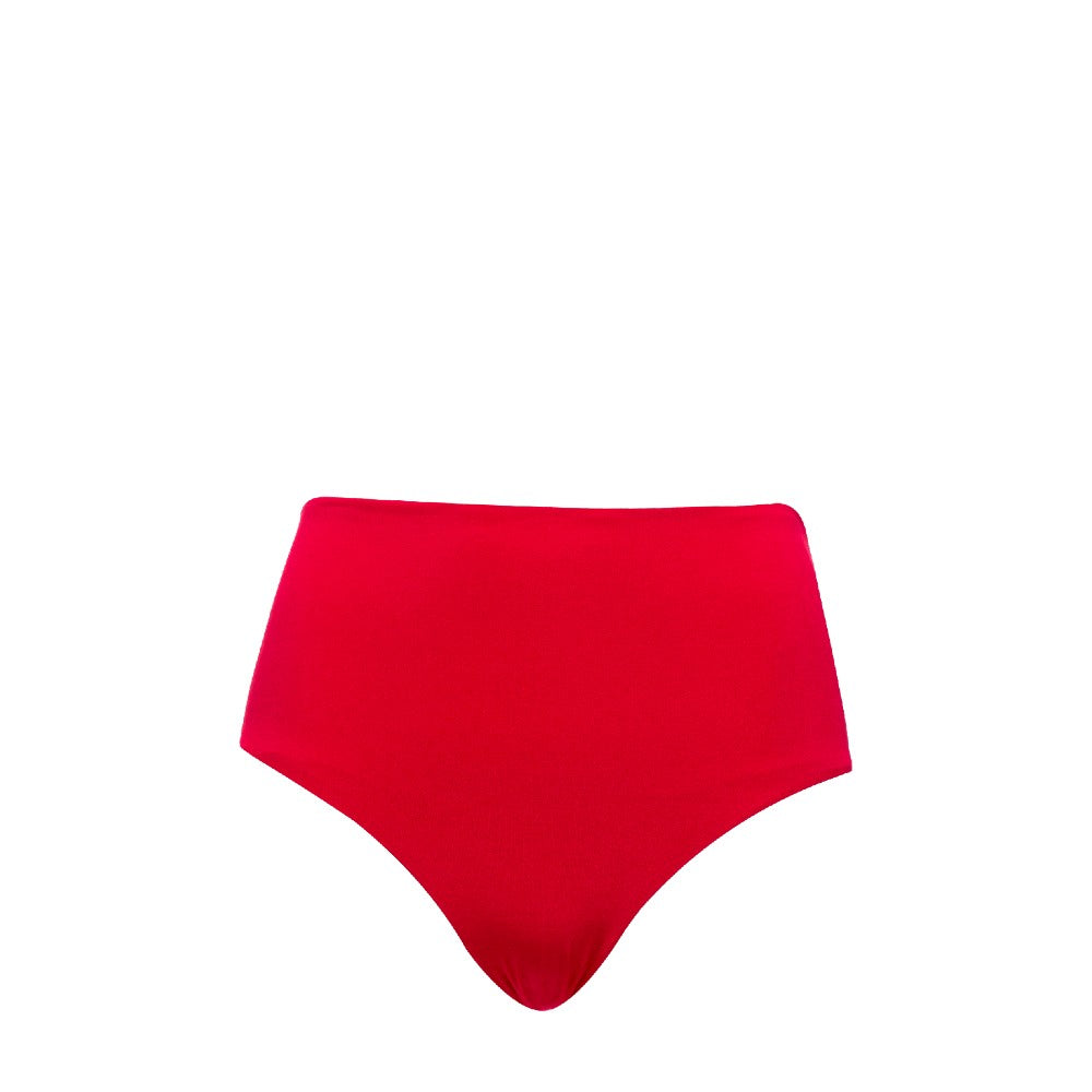 Front view of the Vita Alta Bottom Mermazing color Red made with ECONYL® regenerated nylon