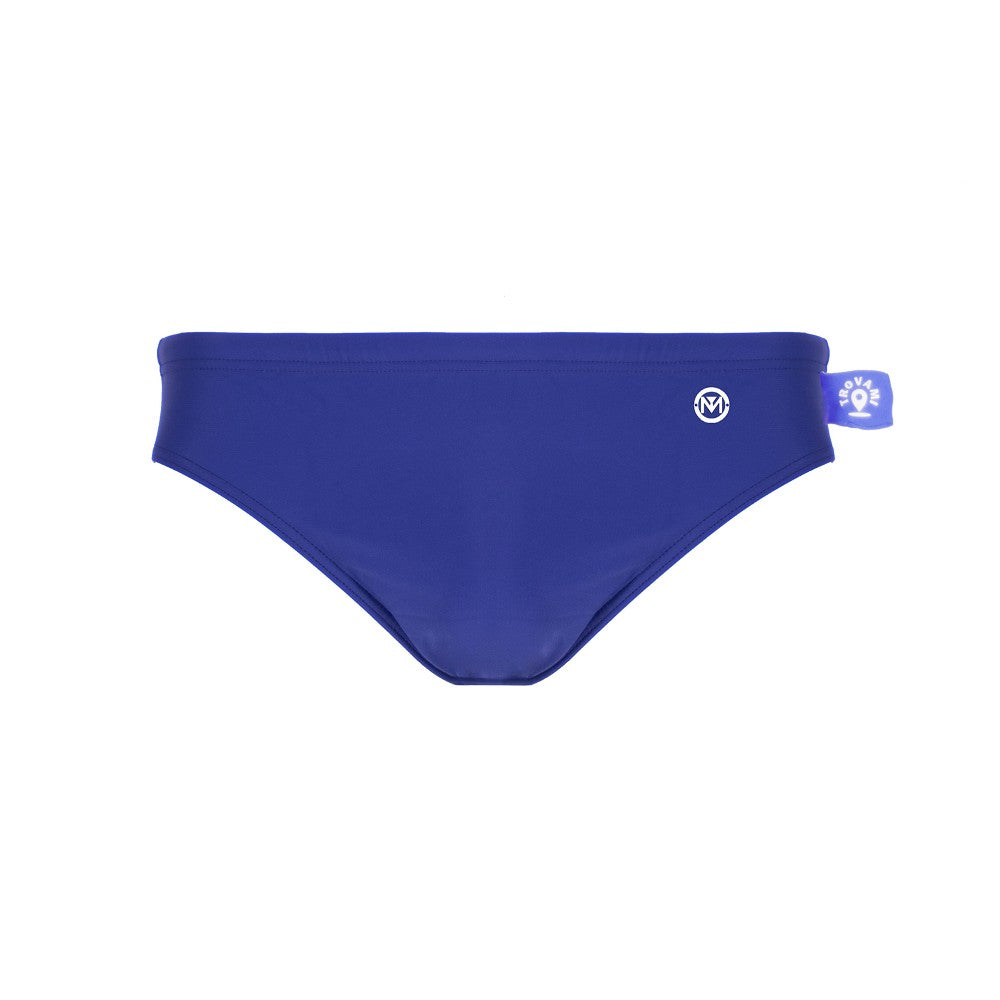 Front view of the Children's Swim Brief Mermazing color Blue made with ECONYL® regenerated nylon
