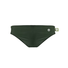 Load image into Gallery viewer, Front view of the Children&#39;s Swim Brief Mermazing color Dark green made with ECONYL® regenerated nylon
