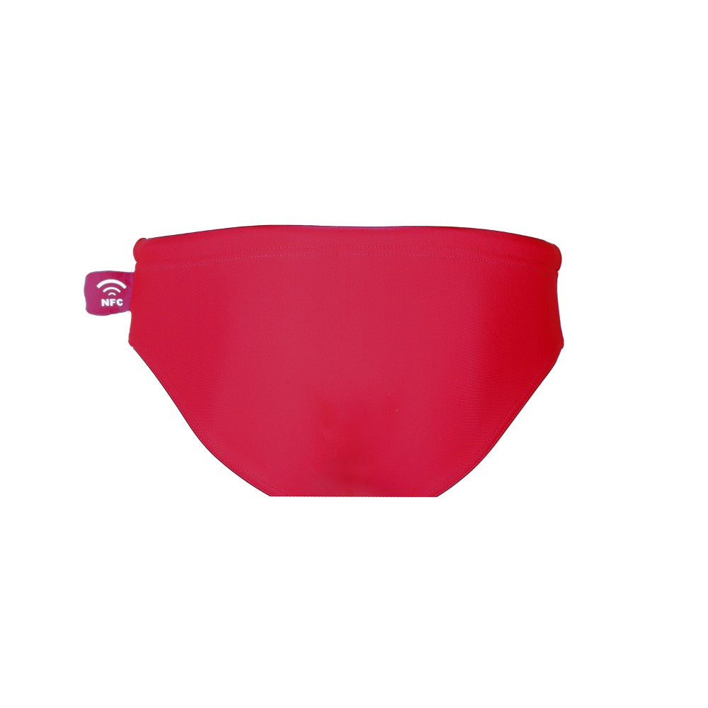 Back view of the Children's Swim Brief Mermazing color Red made with ECONYL® regenerated nylon