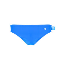 Load image into Gallery viewer, Front view of the Children&#39;s Swim Brief Mermazing color Pale blue made with ECONYL® regenerated nylon
