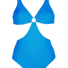 Load image into Gallery viewer, Front view of the Hawaii (Rainbow Collection) Swimsuit Mermazing color Pale blue made with ECONYL® regenerated nylon
