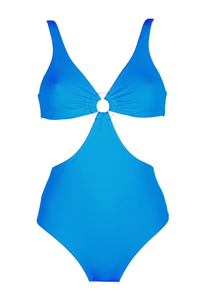 Front view of the Hawaii (Rainbow Collection) Swimsuit Mermazing color Pale blue made with ECONYL® regenerated nylon