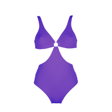 Load image into Gallery viewer, Front view of the Hawaii (Rainbow Collection) Swimsuit Mermazing color Purple made with ECONYL® regenerated nylon
