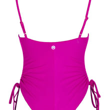 Load image into Gallery viewer, Back view of the Maui (Rainbow Collection) Swimsuit Mermazing color Fuchsia made with ECONYL® regenerated nylon
